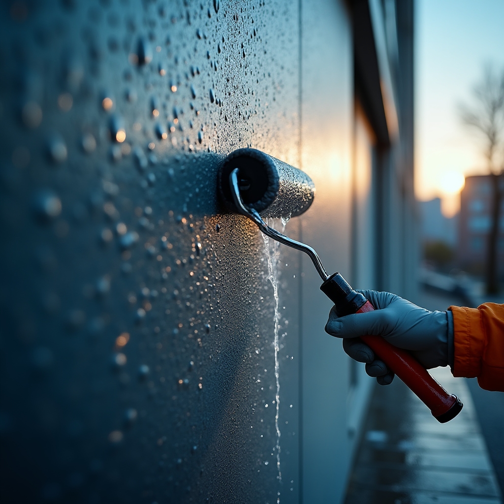 Nanášení hydrofobní impregnace na fasádu bytového domu