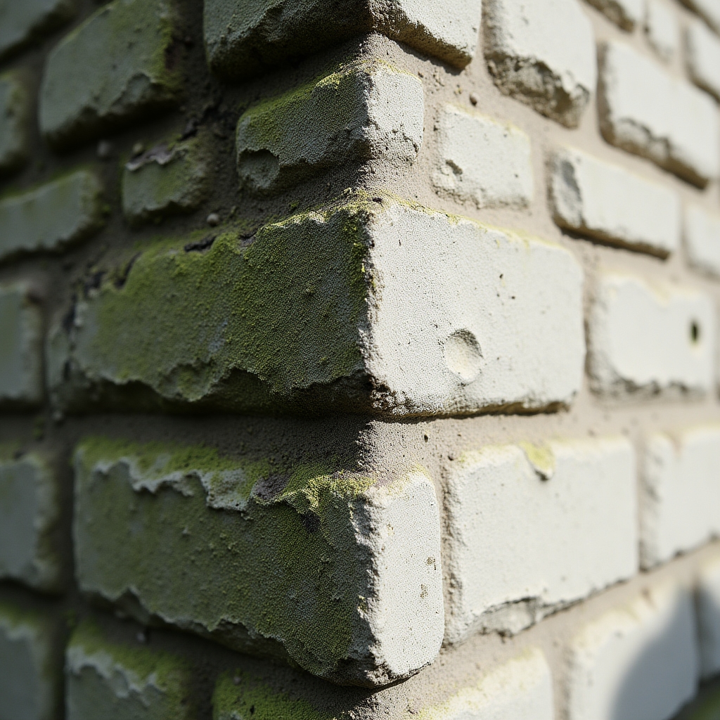 Detail fasády před a po odstranění mechu a černých povlaků